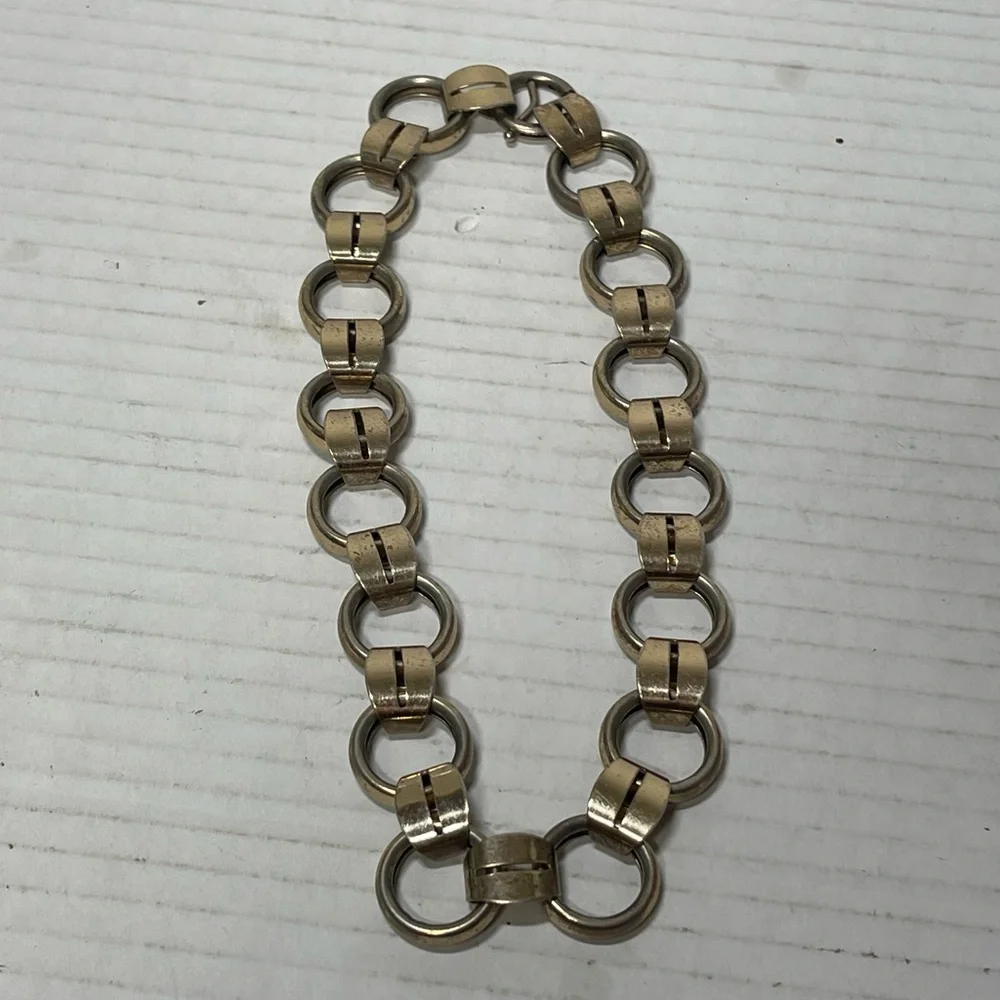 Vintage Sterling Silver 925 Art Deco NAPIER Signed Necklace Link Choker - Picture 2 of 9